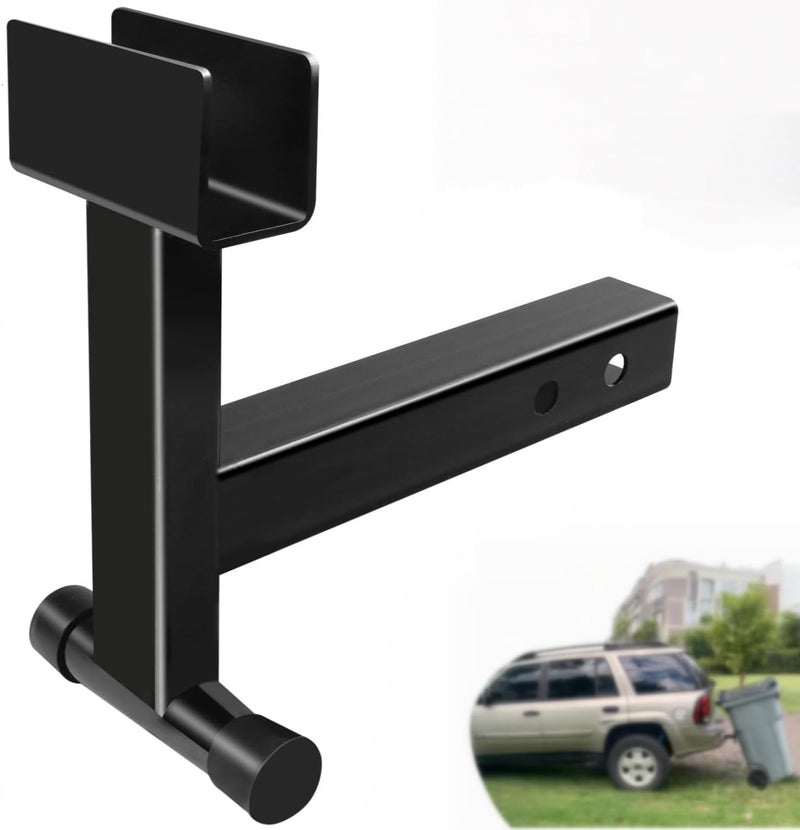 TNCZHYLX 2" Trash Can Hauler Hitch, Trash Can Hitch, Trash Can Hauler, Garbage Hauling Towing Hitch Attachment,Trash Tow Truck Grab Hook Receiver Fit for Lawn Mower Garden Tractors (Black) - Image 1